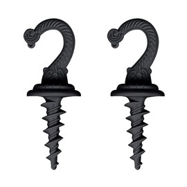 OBSTKUCHEN Heavy Duty Ceiling & Wall Mount Hangers, Swag Style Drill-in Hooks for Hanging Plants, Chandeliers, Decor – 2 Pack, Black, Indoor Outdoor Use