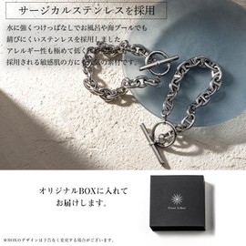 【Cisst Liber】Bracelet Men's Women's Anchor Chain Mantel Mantel Bracelet Brand Stainless Steel Chain Bracelet Bracelet Chain Anchor Simple Silver Gold Gold, Inner circumference approx. 15 cm, Stainless