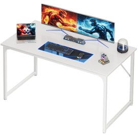 PRAISUN 48 X 24 Inch Computer Desk with Deeper Desktop, Gaming Office Writing Work Desk for Home Office, Study, Bedroom, Work from Home, Metal Frame, White