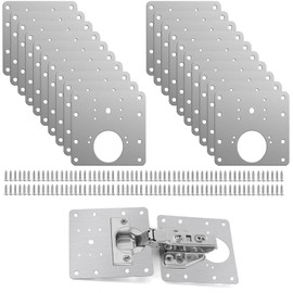 20 Piezas Placa de Reparación de Bisagras De Gabinete, Kit de Placa de Reparación de Bisagras de Gabinete con Tornillos para Gabinete, Cajón, Cocina, Armario, Muebles