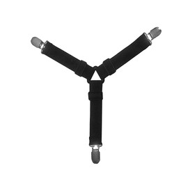 Tiardey 4Pcs Black Elastic Bed Sheet Suspenders Triangle Bed Sheet Straps Fasteners Set with Heavy Duty Grippers Clips for Mattress Covers Sofa Cushion
