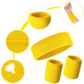 Wristbands Headbands Wrist Sweatband Set 3 Pieces Men Women Sweat Bands Absorbent for Gym Sports Tennis Running Exercise Basketball Wrist Sweatband Moisture Wicking (3 Pieces)