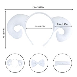 VIKSAUN Sheep Fancy Costume Animal Costume Set Headband Bowtie Tail Accessories Animal Theme Party Cosplay Party Birthday Party Dress Up Book day Stage Performance Toddler Kids (White)