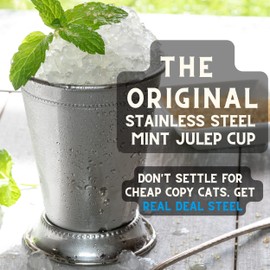 Mint Julep Cups: Stainless Steel Glasses, Set of 4, Metal 12 oz Cocktail Glasses, Party Supplies (4)