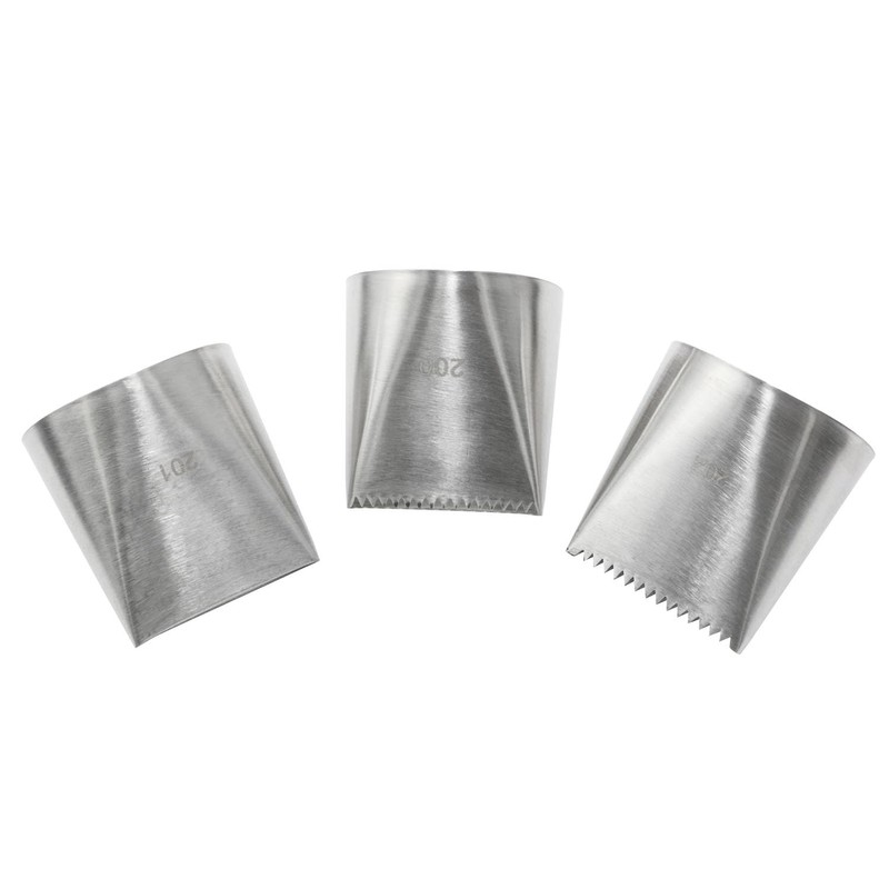 Fengxiaomin-3PCS 304 Stainless Steel Icing Piping Nozzles Ribbon Pastry Tips
