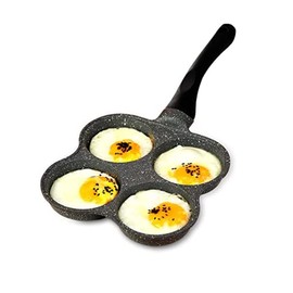 Hapivida Pancake Pan, Fried Egg Burger Pan with Handle, 4 Eggs Pancake Fried Egg Pancake Pan Non-Stick Coating Pan 14.4 x 7.7 x 1 Inch