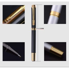 Accod Classic Business Metal Ballpoint Pen Signature Pen Rollerball Gel Pen High-end Gift Box with Two Replaceable Refills for Office Family and Business Partners (Silver)