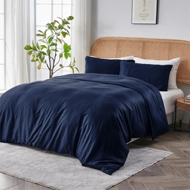 SIJO AiryWeight Tencel Duvet Cover, 100% Lyocell Derived from Eucalyptus, Buttery Soft, Best Cooling Sheets by Architectural Digest (Sapphire, King/Cal King 106"x90")