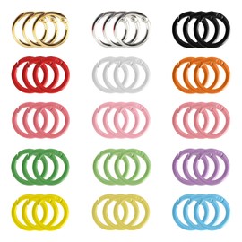 Acidea Keychains, Metal Fittings, 45 Pieces, 15 Colors, Round Rings, DIY, Craft Supplies, Cute, Key Holder, Accessories, Parts, Durable, Easy Installation, Repair, Replacement Parts, Metal Fittings