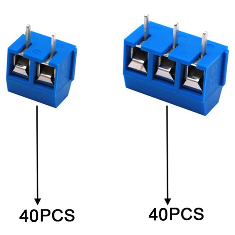 Greluma 80pcs 5mm Spacing 2Pin/3Pin PCB Screw Terminal Block 300V
