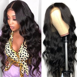 MISS REBECCA Body Wave Lace Front Wigs Human Hair Glueless HD Lace Front Wig Pre Plucked 13X4X4 Lace Closure Wigs Human Hair Wigs for Black Women (16 Inch Natural Black)