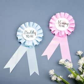 Parieo 2 Pieces Daddy to be and Mom to be Tinplate Badge Pin Baby Shower Button Gender Reveals Party Gifts