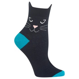 Hot Sox womens Cat Lovers Novelty Fashion Crew Casual Sock, Cat Ears (Black), 6 12 US