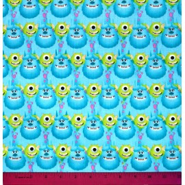 Unbranded Monsters Inc Fabric - HALF YARD - 100% Cotton Sewing Quilting Sulley Mike Green