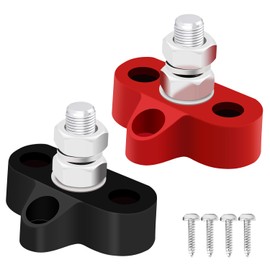 Aienxn 200A 12V Bus Bar Marine 5/16" (M8) Single Stud Power Distribution Block Insulated Battery Post Junction Block Positive& Negative Busbar for Car and Boat