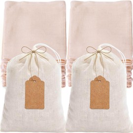 Homum 50 Pcs Muslin Bags with Drawstring and 50 Pcs Gift Tags, 3 x 4 Inch Reusable Spice Bags for Cooking Soup、Herb, Sachet Bags for Loose Tea, Natural Cotton Small Cheese Cloth Bag for Straining