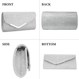 Fioeyr Women's Clutches, Shiny Sequins Evening Bags with Detachable Chain, Envelope Handbags for Ladies, Elegant Cross Body Shoulder Bags Purses Wallet for Women Wedding Bridal Cocktail Party