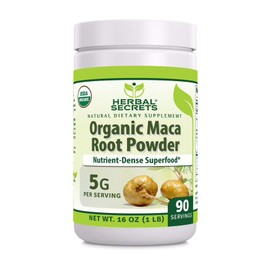Herbal Secrets USDA Organic Maca Root Powder Supplement | 16 Oz | 5 Grams per Serving | Non-GMO | Gluten Free | Made in USA