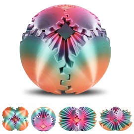 Ainiv Gear Ball Fidget Toy, 3D Printed Steampunk Whirling Wonder Fidget Gear Sphere Toys, Stress Relief Anxiety Fun Gearsphere Cube Fidget Toy for Office and Home, Birthday Gift for Adults Kids(8cm)