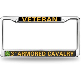 3rd Armored Cavalry Vet License Plate Frame Slim US Army US Flag Anti-Theft License Plate Frame US Veteran Power License Plate Frame for Independence Day