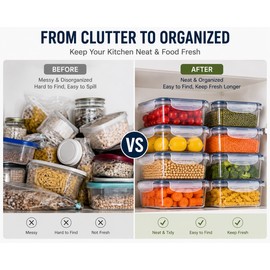 BPA-Free Airtight Food Containers with Locking Lids - Clear Plastic Storage for Dry Goods, Fruits, and Vegetables