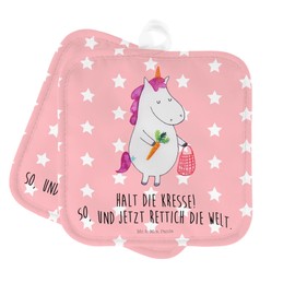 Mr. & Mrs. Panda Set of 2 Pot Holders Unicorn Vegetables - Gift, Unicorn, Pot Coaster, Oven Glove, Pot Holder with Saying, Weekly Market