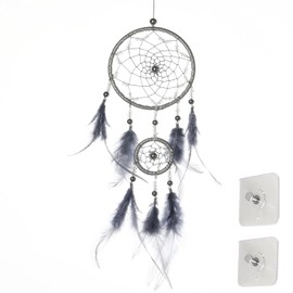YGCQFH Dream Catcher Small Simple Dream Catcher Beads & Feathers, Bohemian Decoration Style Room, Craft Gifts for Girls, Cabins, Bedroom Decoration (Grey)