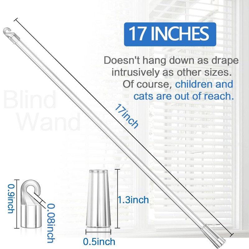 17 Inches Blind Wand, Vertical Blinds Replacement Parts with Hook