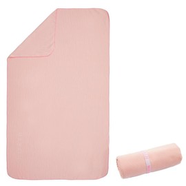 Decathlon Nabaiji Ultra Compact Microfibre Stiped Towel Fluo Pale Peach Large - Swim Towel
