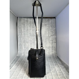 Rebecca JT-240324 Smartphone Pochette Travel Pochette Genuine Cow Leather Croco Embossed Lizard Embossed Women's Men's Cowhide Genuine Leather Smartphone Pouch Travel Pouch Shoulder Bag, Lizard