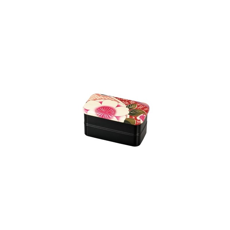 Tatsumiya 30479 Cloth Paste Lunch Box, Long Square 2-Tier Bento