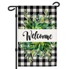 Black Plaid Welcome Linen Garden Flag,12x18 Inch Red Heart Eucalyptus