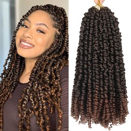 FFDDear 18 Inch Pre-twisted Passion Twist Crochet Hair 8 Packs Pre-Looped Passion Twist Braiding Synthetic Hair for Black Women Fiber Fluffy Curly Twist Braiding Hair Extensions(18 Inch T30)
