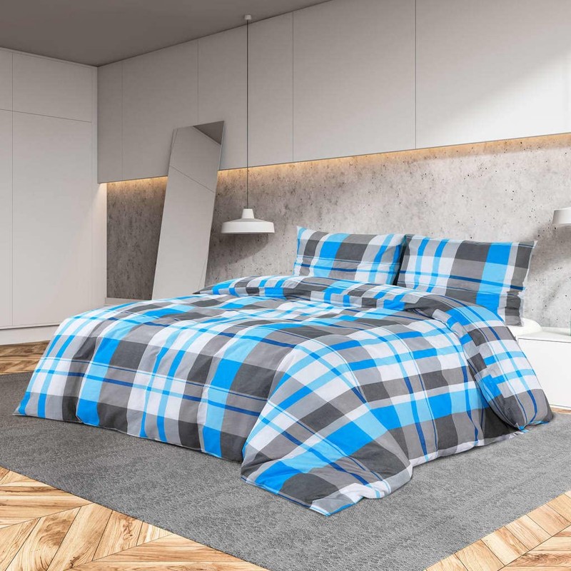 vidaXL Cotton Duvet Cover Set 220x240 cm, Elegant Blue and