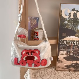[hgTUP] Lotzo Crossbody Bag, Tote Bag, Shoulder Bag, Tote with Inside Pocket, Meeting Bag, Commute, Canvas Wrap, Lotso, Thick, Zipper Included, white