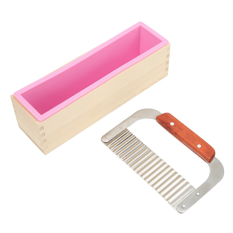 Wooden Loaf Soap Cutter Mold with 1 Pc Silicone Mold