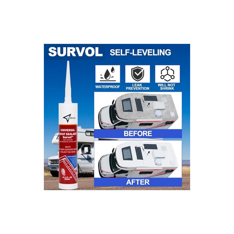 Survol RV Roof Sealant - Self-Leveling Caulk for All Weather