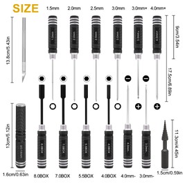 Craznick 19Pcs RC Car Tool Kit Hex Screwdriver Set Nut Drivers Phillips Screwdrivers Plier Wrench Body Reamer for 1/8 1/10 Traxxas Axial Arrma DJI Drone Boat RC Repair Tool Kit Black