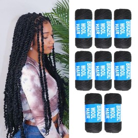 Alaleibaby 100% Brazilian Wool Hair Acrylic Yarn for African Braids/Senegalese Twist/Faux Locs/Wraps with Crochet Hook