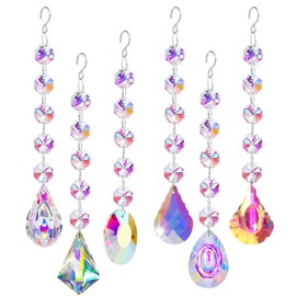 ORIBOW 6PCS Crystal Sun Catchers, Window Hanging Sun Catchers Pendant Chandelier Ornament Crystal Balls Rainbow Maker for Garden Wedding Decoration