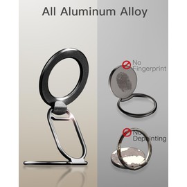 MINDSKY Magnetic Phone Ring Stand Compatible with Mag-Safe Phone Grip Removable Phone Ring Holder Finger Kickstand, All Aluminum Alloy Phone Grip Ring【Work for All Phones】