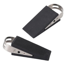 Xpieoyrm Pack of 2 Non-Slip Floor Door Stoppers, Non-Slip Wedge with Stainless Steel Holders, Door Gentle and Non-Slip, Made of Rubber, for All Floors and All Types of Doors