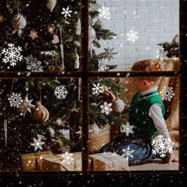 Snowflake Window Stickers x60 Reusable Stickers White Christmas Snowflakes, Snowflake Stickers, Christmas Stickers, Christmas Decorations for Kids Christmas Window Stickers -by TRIXES