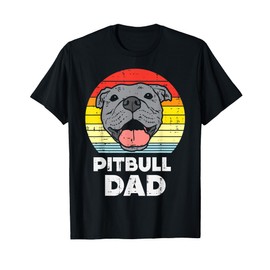 Pitbull Dad Sunset Retro Pittie Pitty Pet Dog Owner Men Gift T-Shirt