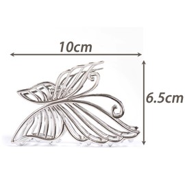 MinoCino Butterfly Hair Clips for Women Girls, Large Sliver Metal Hair Claw Clip for Thick Hair, Durable Barrettes Clamp Accessory for Party, Office, Wedding, Daily Wear, Strong Hold