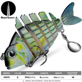 Bass Fishing Lures - Multi Jointed Lifelike Hard Baits with Spinner Baits Blades - Crankbaits Swimbaits Lure Artificial Bait Sunfish Shape Fish Tackle Kits Fishing Lure 3pcs/Set(HS078GHI)