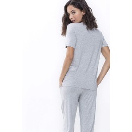 Mey Sleepy & Easy 16016 Women's T-Shirt, Sleep or Homewear Top with Crew Neck and Short Sleeves, Single Jersey, Sleepy & Easy Series, Light grey-blend