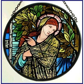Decorative Hand Printed Stained Glass Window Sun Catcher/Roundel in a Madonna Design.