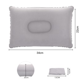 SUTAFOR Inflatable Cushion Pack of 2 Camping Pillows Travel Cushion Flocking Seat Cushion for Beach Outdoor Hiking Grey 34 x 22 cm