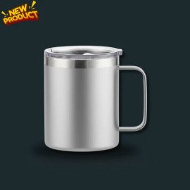 Branded 12 oz Double Wall Stainless Steel Vacuum Insulated Coffee Travel Mug Silver